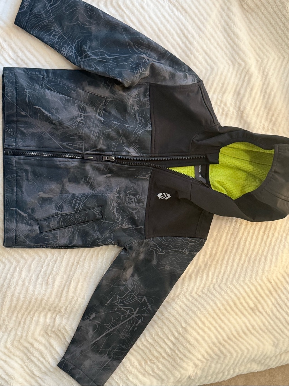 Free Country Black Hooded Raincoat with Lime Lining
